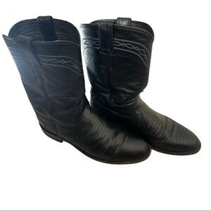 Justin L3112 Black Teju Lizard Cowboy Boots Men’s Size 9.5 D | Made in USA
